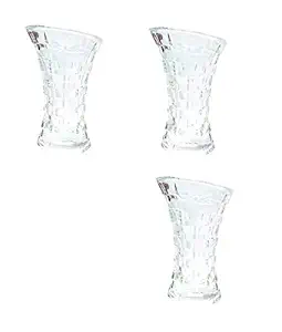 MANGUKIYA Enterprise Glass Flower Pot, Crystal Clear Vase for Living Room/Home/Office ( Pack of 3 )