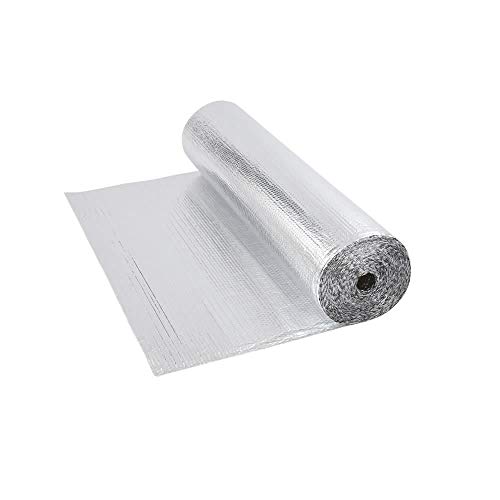 Trueshopping Biard Rollo Aislante Térmico de Aluminio de 1 Capa Doble Cara Burbujas - 1,2 m x 5 m (6 m2) Ideal para Buhardilla Desván Paredes Caravanas y Áticos - 200 g per m2