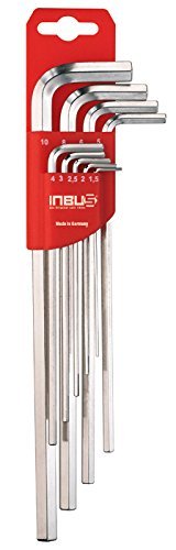 INBUS® 70013 Inbusschlüssel Set Extra Lang 9tlg. 1,5-10mm | Made in Germany | Innensechskant-Schlüssel | Winkel-Schlüssel | metrisch | 1,5mm | 2mm | 2,5mm | 3mm | 4mm | 5mm | 6mm | 8mm | 10mm | Lange Ausführung