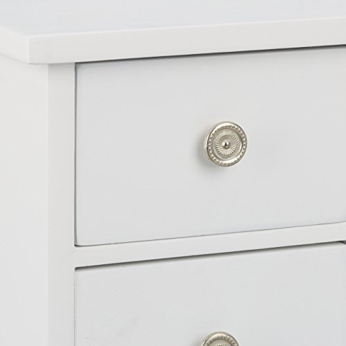 Relaxdays Schmuckkästchen mit Tür H x B x T: ca. 30 x 26 x 11 cm großer Schmuckkasten mit 4 Fächern Schmuckschrank aus Holz mit Schubladen und Spiegel Schränkchen mit Schmuckhalter für Ketten, weiß - 6