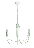 Fassung: 3x E14 bis 40 Watt Klassischer Kronleuchter (3-flammig, Klassisch, rustikal, in Weiß) Landhauslampe Innenleuchte Hängeleuchte Pendelleuchte Lüster