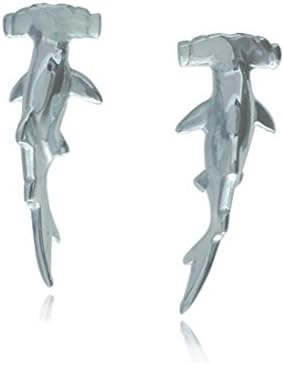 Silver Hammerhead Shark Stud Earrings, Gift Boxed, hallmarked, UK made.