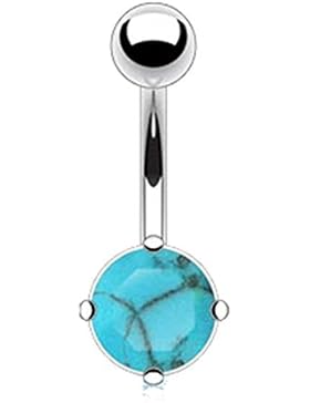 Paula & Fritz Bauchnabelpiercing aus Edelstahl Chirurgenstahl 316L mit Halbedelstein Türkis