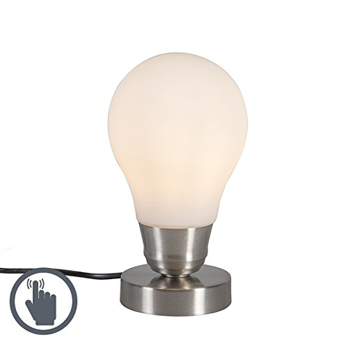 Preisvergleich Produktbild QAZQA Modern Schreibtischleuchte / Tischleuchte / Tischlampe Luce weiß Touch Glas / Metall / Kugel / Kugelförmig E14 Max. 1 x 40 Watt Dimmer / Dimmbar