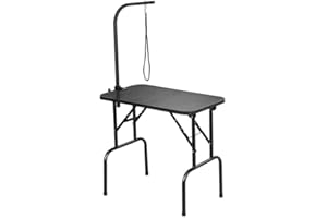 Abician Table de Toilettage pour Chien/Chat/Animaux Table de Toilettage Portable avec Potence Réglable Sangle Plateau Antidérapant 80,5× 46 × 76 cm Charge Maximale de 100 kg Noir