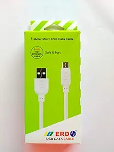 2.4 Amp Fast Charging Flat Micro USB Data & Charging Cable, 1 Meter, Flat (White) UC-21Pro