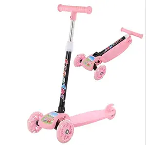 Raawan 3-Wheel Smart Kick Scooter Foldable Scooter for Kids 3-Way Hight Adjustable & Flashing LED with PU Wheels Sccoter for Kids Skating ScooterFor Boys Girls Age 2-10 Years Upto 75 KGS (3 Wheel)