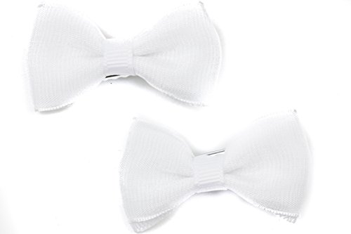 Mytoptrendz® Kids Girls Small Bow Hair Clip Pin Cute Little Bow Knot Hair Clips on Beak clip (White 1 pair )