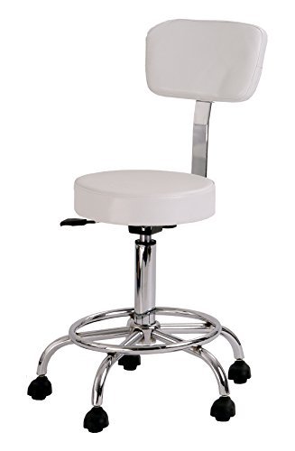 Beauty Salon Supplies Therapist Stool with optional backrest - White