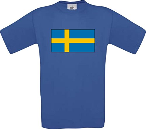 Kids T-Shirt Schweden Sweden Ländershirt mit Wunschnamen und Nummer diverse Farben, Farbe royal, Größe 116