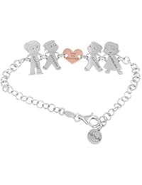 Bracciale personalizzato con 5 componenti della tua famiglia con incisione omaggio di nomi, in argento 925.