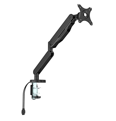 ergoneer Full Motion Gas Spring Single LCD Arm Ständer Halterung Passt 25,4 cm-30 "Computer Monitor – höhenverstellbar Swivel Desktop mount Swing Monitor Arm mit Audio Mikrofon USB Anschlüsse