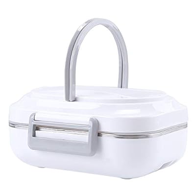 Saingace Lunch Box Chauffante Electrique 12V 220V 2 in 1 Gamelle Chauffante Hermétique Boîte Repas en Qualité Alimentaire Acier INOX pour Voiture,Bureau, école, Voyage,1 L (Gris)