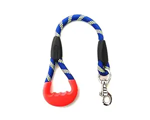 PetWag Short Rope Dog Leash, with Rubber Hand Grip, Blue - 24 Inch, 15mm