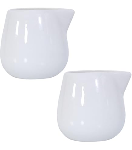 Lattiera In Ceramica Bianca - 50ml E 150ml, Con Manico, Per Caffè E Salsa, Set Da 2 - Foto 3