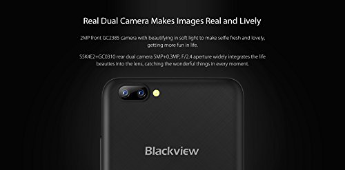 Blackview A7 - 5.0 Zoll IPS Screen 3G Android 7.0 Smartphone, 2MP Front Kamera + 5MP Dual RÃ¼ckfahrkamera, 1.3GHz Quad Core 1GB RAM 8GB, Dual SIM Bluetooth 2800mAh Akku - Schokolade Schwarz