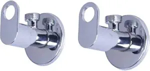 Redcroc Prime Angle Valve/Stop Cock Brass Disc Stop Cock for Bathroom Taps, Geyser and Wash Basin Connection with Mirror Polished Wall Flange (Chrome Finish, 2-Pieces)