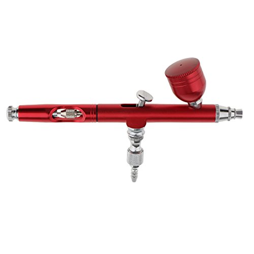 MagiDeal Spritzpistole – Airbrushpistole Dual Action Gravity Feed Spray Gun Tattoo Nail Art Paint Kit – Rot - 8