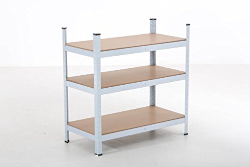 CLP Schwerlastregal, Metall, verzinkt, Tragkraft 525 kg, Maße: 90 x 90 x 45 cm, Lagerregal 3 Böden weiß - 2