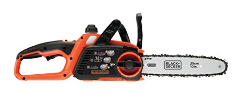 Black+Decker 18V 2.0Ah Li-Ion Akku-Kettensäge, Motorsäge, 25cm Schwertlänge, maximale 180mm Durchmesser Schnittleistung, inkl. Li-Ion-Akku und Ladegerät, GKC1825L20, schwarz orange - 2