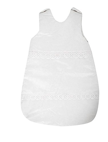 Vizaro - SACO de DORMIR Recién Nacido (0-4 meses) 100g - 3,5Tog - INVIERNO, ENTRETIEMPO - 100% ALGODÓN PURO - ALTA CALIDAD, hecho en UE, certificado OekoTex - Bordado Blanco