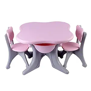 TheTickleToe Kids Table 2 Chair Set with Storage Box Children Activity Art Table : 66 L X 66 W X 50.8 H Chair 30 L X 25 W X 27.5 (Pink)