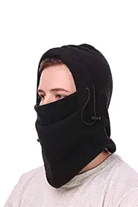 RockBros Unisex Fashion Thermal Neck Warmer Fleece Winter Windproof Ear Cover Face Mask Cap (Black)