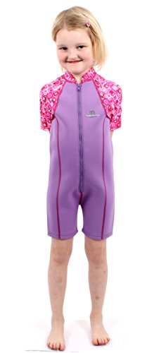 Patterned Lycra Arm Baby Toddler Wetsuit (M, Raspberry-Lilac)