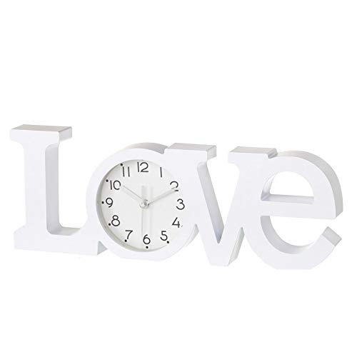 Home Line Reloj Love, Moderno/Original. Ideal para Salón ó Dormitorio. 39 x 3,70 x 14,60 CM.-Hogar y Mas- - Blanco