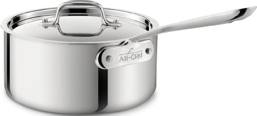 All-Clad4203.5 Stainless Steel 3-Ply Bonded Dishwasher Safe Sauce Pan with Lid Cookware, 3.5-Quart, Silver