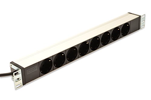 DIGITUS Professional Aluminium Steckdosenleiste, 1HE, 483 mm (19″) Schrank Montage, 16A, 250VAC 50/60Hz, 8x Schutzkontaktsteckdose, 1.8 m Zuleitung Schutzkontaktstecker - 3