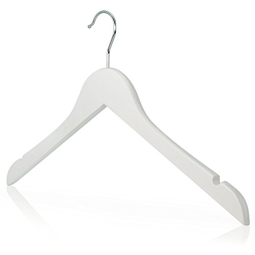 20 Holz Kleiderbügel mit Einkerbungen – Weiß – 45cm – Hangerworld - 2