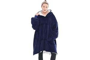 AUYUIIY Oversized Sherpa Hoodie, Wearable Hoodie Sweatshirt Blanket, Super Soft Warm Comfortable Blanket Hoodie, One Size Fits All - Adults Kids Men Women