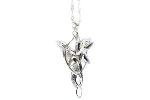 BEAUX BIJOUX Réplique du pendentif d'Arwen, l'étoile du Soir, en cristal, dans Le Seigneur des Anneaux. Boîte en velours rouge