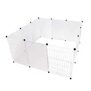 Susupet Free Adjustable Size and Height of DIY Pet Playpen - Plastic Yard Fence for Small Animals - DIY Closet Organization System(Transparent White 11 Panels+1Door)