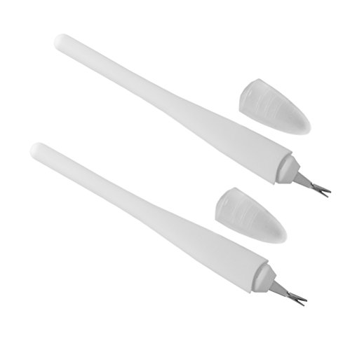 2x Nagelhautmesser mit Löffelspitze V-Form mit Schutzkappe - weiss - leicht und handlich