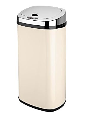 Kitchen Move BAT-42LS02-A Nouveau Modèle 2016 Poubelle de Cuisine Automatique Forme Carré Inox Crème 42 L