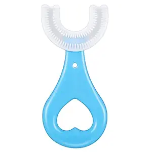 tekme Kids U-Shaped Toothbrush For 2-6 Years, Teeth Dental Care Hand-Held Version, Food Grade Soft Silicone Brush Head, Manual Toothbrush 360? Oral Teeth Cleaning Tools (Blue)