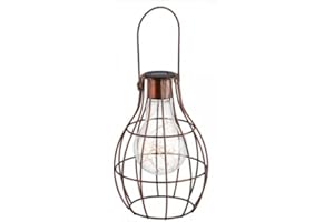 MARCO PAUL INTERIORS Marco Paul 1 x Solar Copper Hanging Firefly Lantern with LED Lights Patio Storm Vase Table Lantern Or Window Centre Piece Indoor Outdoor