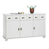 Selbst größere Gegenstände können in dieser stabilen Kaufmannskommode untergebracht werden, da die Einlegeböden variabel einstellbar oder auch zum Herausnehmen sind.