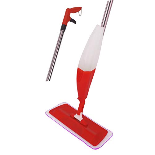 ARSUK Fregona con espray para suelo Laminado de madera y suelos de mármol, limpiasuelos, para suelos de azulejos, microfibra Sistema de barrido y rociado. (rojo espray Fregona)
