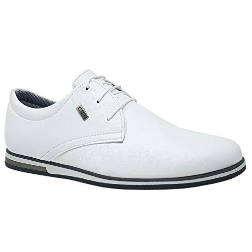 ClassyDude - Zapatos Informales de Ante con Cordones para Hombre, Color Blanco, Talla 41.5 EU