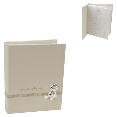 Button Corner PU Baby Photo Album with Ribbon/Icon - My 1st Photos 6"x4"