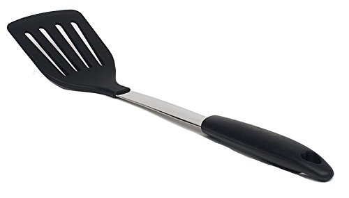 CuliChef Pfannenwender aus Edelstahl und Silikon - Solide Küchen Wender Spachtel in schwartz