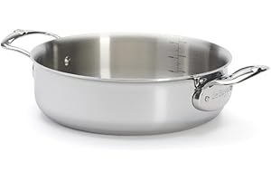 De Buyer - Sautoir à anses en inox 5 couches AFFINITY avec couvercle en inox - 24 cm - Fabriqué en France, Sans PFAS, Montée Rapide en Température, Inox 18/10, Tous Feux + Four, Finition Poli Brillant