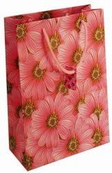 Shopping Bags Direct Large Matt Lamination Portrait Pink Flowers with Gift Tag Matt laminated Pink Rope Handles Paper Bags 30 x 38 x 14