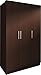 Produktbild Trasman 1018wengue Kleiderschrank 3 Türen mit 5 verstellbaren Innenregalen und 1 Kleiderstange, melaminharzbeschichtete Holzspanplatten, wenge, 120 x 52 x 202 cm
