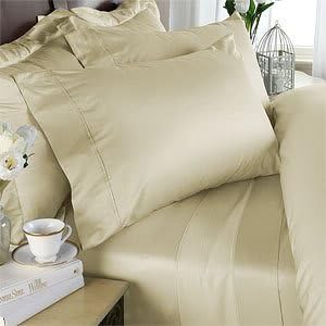 7Pc Italian 800 Thread Count Egyptian Cotton Set - Includes Sheet Set &amp; Duvet Set, Queen, Ivory, Premium Italian Finish