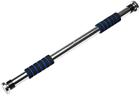 Ectxo adjustable blue horizontal doorway bar for pull-ups measuring approx. 62 cm to 100 cm