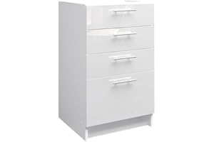 JD Greta Fixed Height 500mm Kitchen Drawer Base Cabinet Floor Unit (Without Worktop) – White Gloss